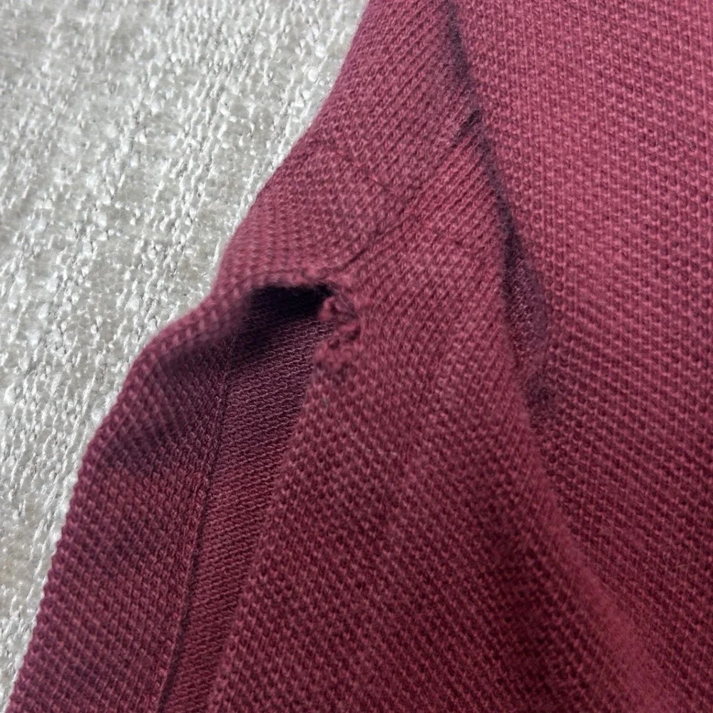 Polo Ralph Lauren Mens XL Burgundy Long Sleeve Pique Cotton Polo Shirt Maroon